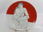 Prato Decorativo em Porcelana Coleçao Botero pintado por Maria Augusta Rebouças. Medida 24cm de diâmetro. Coleção Botero pintado a mao artista plástica Maria Augusta Rebouças