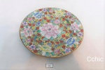 Prato decorativo em porcelana  oriental sdeorado com flores. Medida 20 cm de diametro