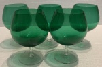 5 taças para vinho em cristal verde, medindo: 13 cm alt.