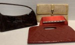 Lote contendo: 4 bolsas de mão para festa de diversos materiais.