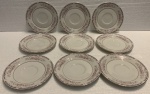 Delicados 9 pratos de sobremesa Chinês, em porcelana, medindo; 16 cm diâmetro.