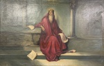 Quadro religioso, óleo s/ tela, medindo: 91 cm x 62 cm