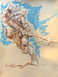 Frank FRAZETTA (1928-2010) - Espetacular coleção, estudo de "CONAN O BARBARO", tecnica mista  s/ cartão, emoldurado e enorme, medindo: 75 cm x 97 cm e 93 cm x 1,17 m
