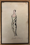 Sonia DELAUNAY-TERK (1885-1979) - tecnica mista s/ papel colado em madeira, estudo de roupa, medindo: 24 cm x 35 cm (todas obras estrangeiras são consideradas automaticamente atribuídas)