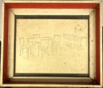 Sergio RODRIGUES (1927-2014) - estudo de ambiente, grafite s/ papel, medindo: 30 cm x 26 cm