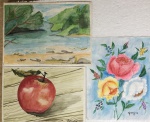 pintura 3 aquarelas s/cartão assinado georgina moreno medindo 26x21. 18x27 e 21x28