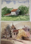 pintura 2 aquarelas s/cartão medindo 21x30 , 23x31 e 24x33