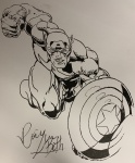 ROUYEN BOTH - Espetacular coleção, estudo do CAPITÃO AMERICA, nanquim s/ cartão, emoldurado e enorme, medindo: 65 cm x 50 cm