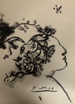 Pablo PICASSO (Attrib.) (1881-1973) - nanquim s/ papel, medindo: 47 cm x 32 cm (LINDAMENTE EMOLDURADO COM VIDRO)(todas obras estrangeiras são consideradas automaticamente atribuídas)