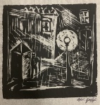 GOELDI, OSWALDO ( 1895-1961) - xilogravura em papel de arroz, medindo: 20 cm x 20 cm (Emoldurado)