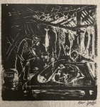 GOELDI, OSWALDO ( 1895-1961) - xilogravura em papel de arroz, medindo: 20 cm x 20 cm (Emoldurado)