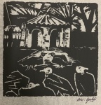 GOELDI, OSWALDO ( 1895-1961) - xilogravura em papel de arroz, medindo: 20 cm x 20 cm (Emoldurado)