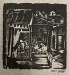 GOELDI, OSWALDO ( 1895-1961) - xilogravura em papel de arroz, medindo: 20 cm x 20 cm (Emoldurado)