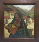 QUADRO ÓLEO S TELA ASSINATURA ILEGÍVEL MEDINDO 108X 74 COM PEQUENO FURO