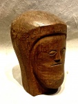 Indio Catuguim 1977, escultura de cabeça em madeira, medindo: 13 cm alt.
