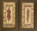 Lote contendo: par de obras africanas, medindo: 21 cm  x 37 cm cada