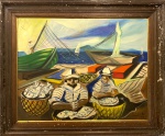 Emiliano DI CAVALCANTI (Attrib.) (1897-1976) - Enorme obra óleo s/ tela, Pescadores, medindo: 92 cm x 72 cm e 1,18 m x 1,00 m (atribuída, presença de fungo)