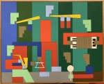 Dioniso DEL SANTO (1925-1999) - óleo s/ tela, "MÚSICOS", datado 1987, medindo: 80 cm x 1,00 m. (Pertenceu coleção particular do Rio de Janeiro)(reproduzido no catálogo do leilão)