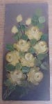 Pintura de Rosas sem assinatura, óleo sobre madeira, sem moldura - Med. 30cm x 14cm.