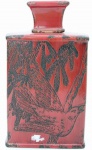 Exótico enfeite garrafa chinesa com tampa  em cerâmica  - Medidas: 20x11x35 cm