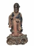 Escultura Monge Chines Sec XVIII - Altura:  52 cm. No estado, com dedinhos quebrado, buraco na base, peça muito leve e encaixadas, lote no estado.