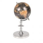 Magnífico e elegante globo com base e suportes em alumínio fundido e polido. Medida 12,5 cm de diâmetro na base e 26 cm de altura. Peça em excelente estado e em caixa original.
