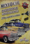 Placa de madeira para fixar na parede com imagens retrô de carro da década de 40' e 50'. Medida 37x25cm. Sem uso e na embalagem original.