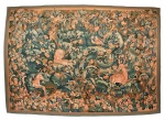 Tapeçaria francesa confeccionada em lã, no estilo das antigas tapeçarias de Aubusson. França. Década de 1950. 175 x 240 cm.