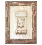 Aplique decorativo executado em madeira entalada e patinada em branco. Século XX. 110 x 80 cm.