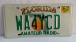 Placa automotiva americana especial, Florida, uso exclusivo de radio amador,conforme fotos; aprox. 30,5 x 15,5cm