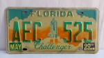 Placa automotiva americana especial, Florida, Challenger, conforme fotos; aprox. 30,5 x 15,5cm