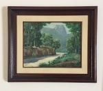 quadro JOÃO BERTONI (1889-1980) "Paisagem com rio"  OST 44 cm de altura por 56, assinado CIE.