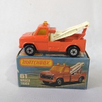 Matchbox Superfast Lesney antigo na caixa original. Miniatura diecast escala 1/64 - #61 Wreck Truck. Com a data 1978, fabricado na Inglaterra - Brinquedo antigo