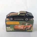 Matchbox Superfast Lesney antigo na caixa original. Miniatura diecast escala 1/64 - #62 Chevrolet Corvette. Com a data 1979, fabricado na Inglaterra - Brinquedo antigo