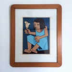 David da Costa -  "Menina com Lírio"- Serigrafia ACID com inscrição "P.A. 9 / 10". Emoldurada em madeira. Dimensões: 46 cm x 33 cm (sem a moldura).