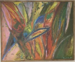 Quadro óleo s/ tela, assinatura ilegível, medindo: 72 cm x 58 cm