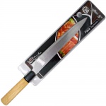 Faca 8 polegadas Japonesa (32 cm) Aço Inox Sashimi /Sushi Salmão Oriental-Lamina em Aço Inox especial ,Super Afiada ,Cabo em Bambu,Uso Profissional ou Doméstico,Indispensável Para Uso Em:Restaurantes e Sushibar e em sua casa. A preferida do sushiman. Ideal Para Cortes e Filetes de peixes, Sushis e Sashimis.Os Japoneses consideram o ato de cortar alimentos uma arte, por isso tem o cuidado de preparar seus pratos culinários com facas de altíssima qualidade. Esse zelo é justificado quando constata o valor e o respeito que os sabores da cozinha japonesa conquistam pelo mundo. NOVA NA EMBALAGEM LACRADA.