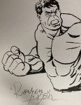 ROUYEN BOTH - Espetacular coleção, estudo do Incrível HULK, nanquim s/ cartão, emoldurado e enorme, medindo: 65 cm x 50 cm