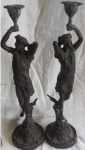 Escultura em ferro estilo Art Nouveau - Diâmetro: 10 cm base e Altura: 39 cm