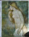 Gravura telada reprodução de quadro famoso de artista impressionista: Renoir -  Medidas: 44x53 cm cm  - Lote pouco amassado com marcas do tempo, com pequenos ponto de fungos.