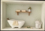 Quadro miniatura com decoração  interno banheiro- Medidas: 29x20x7 cm