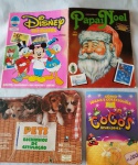Livro ilustrado Disney em desfile, incompleto, Livro ilustrado Papai Noel, Livro ilustrado PETS, Bichinhos de estimação, incompleto e Livro ilustrado Como jogar e colecionar GOGOS.