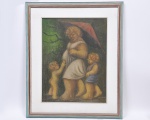 Messias Neiva " Mulher e Crianças ", ost, assinado cid e datado 1975. pertenceu a coleção Dr. Ernane Galvêas. Med. 65 x 50 cm.