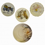 4 (quatro) Mini Pratinhos Decorativos em porcelana - Diversos Desenhos, Tamanhos e Procedências.