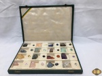 Caixa com coleção de 16 pedras preciosas e minerais do Brasil.