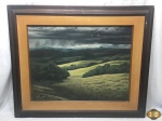 Quadro de madeira pintura paisagem assinado Sergio Walther 84, medindo 73 cm de altura x 88 cm de largura