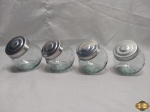 Jogo de 4 potes de vidro com tampa de alumínio para condimentos, medindo 9,5 cm de altura