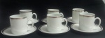 Seis xícaras de café em porcelana.
