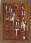 Quadro pintado em madeira e emoldurado- Medidas: 23x32 cm