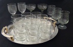 Lote com sete taças em cristal nacional e copos em vidro - Alturas: 15 cm e, 13,5 cm  e 12 cm.